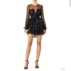 Christian Pellizzari Black Sequin Mini Mesh Cocktail Holiday Dress 2 Small